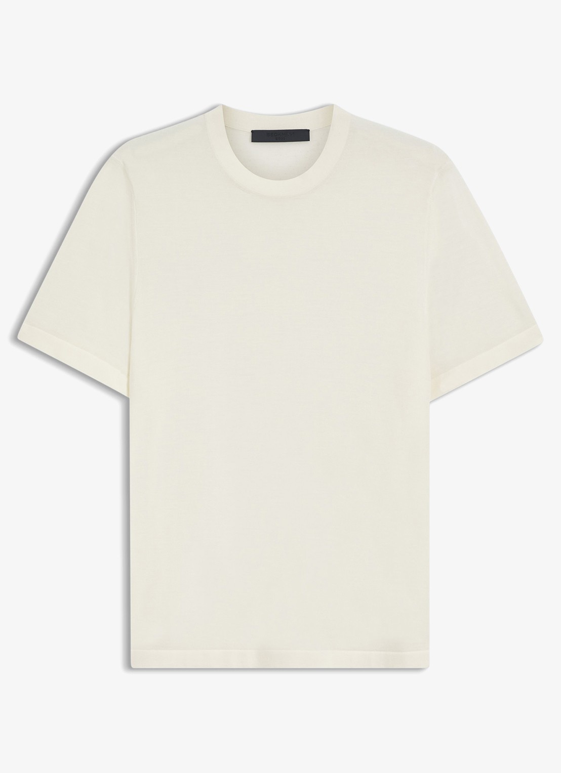 BOSS T-shirt van scheerwol en ronde hals - voorkant 2 natural-105 / wit