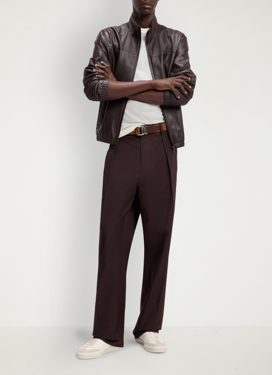 BOSS T-shirt van scheerwol en ronde hals - voorkant 3 natural-105 / wit