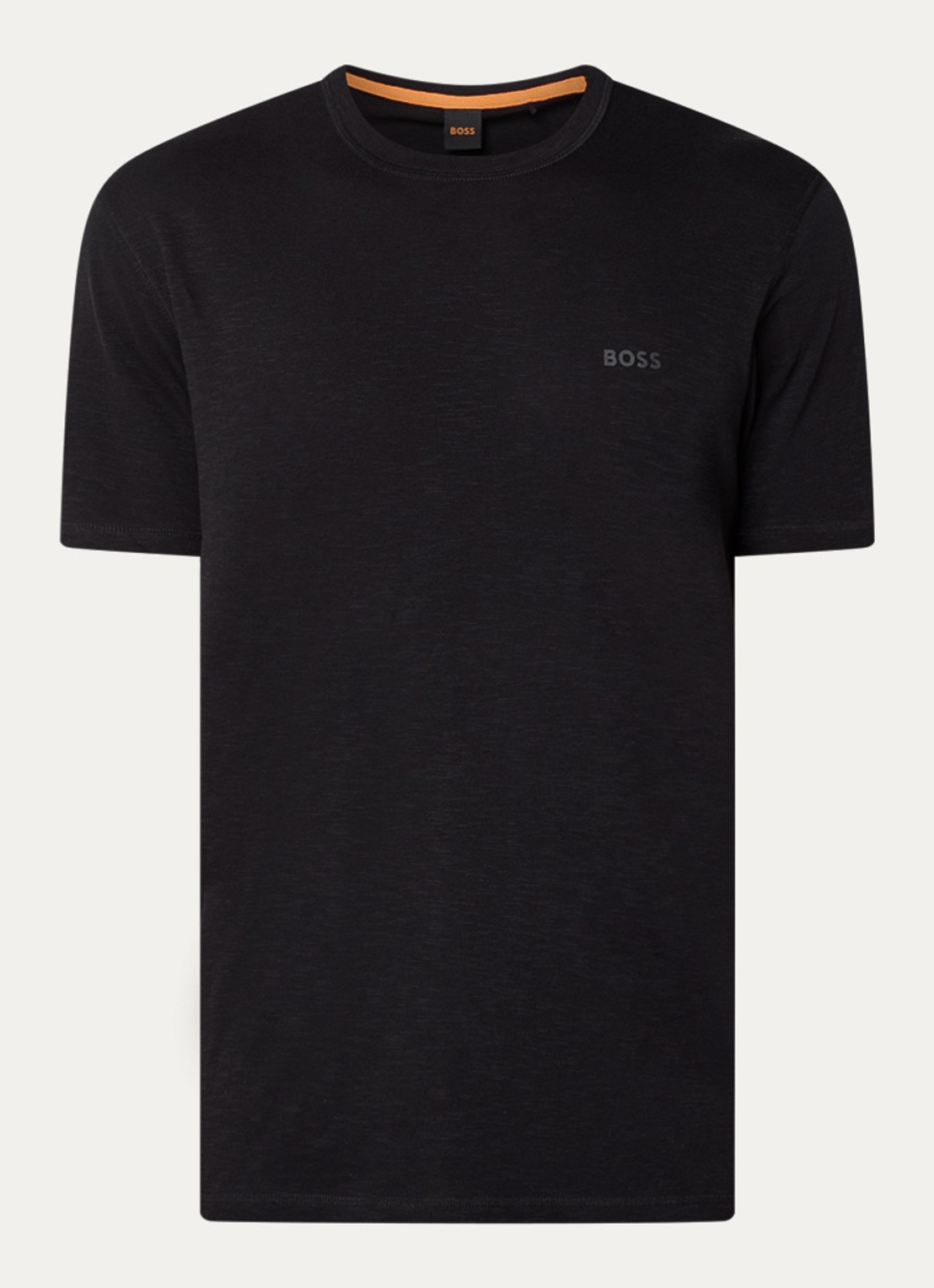 BOSS T-shirt van slubkatoen met logodetail - voorkant 3 zwart