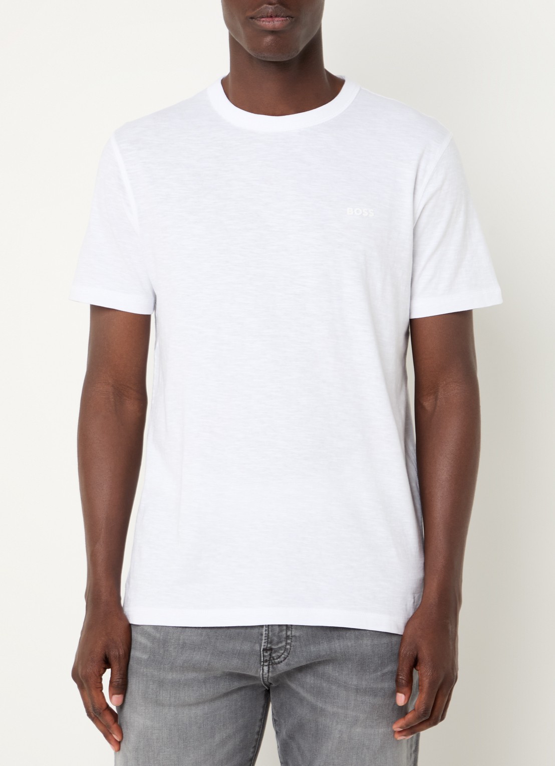 BOSS T-shirt van slubkatoen met logodetail - detail 6 wit