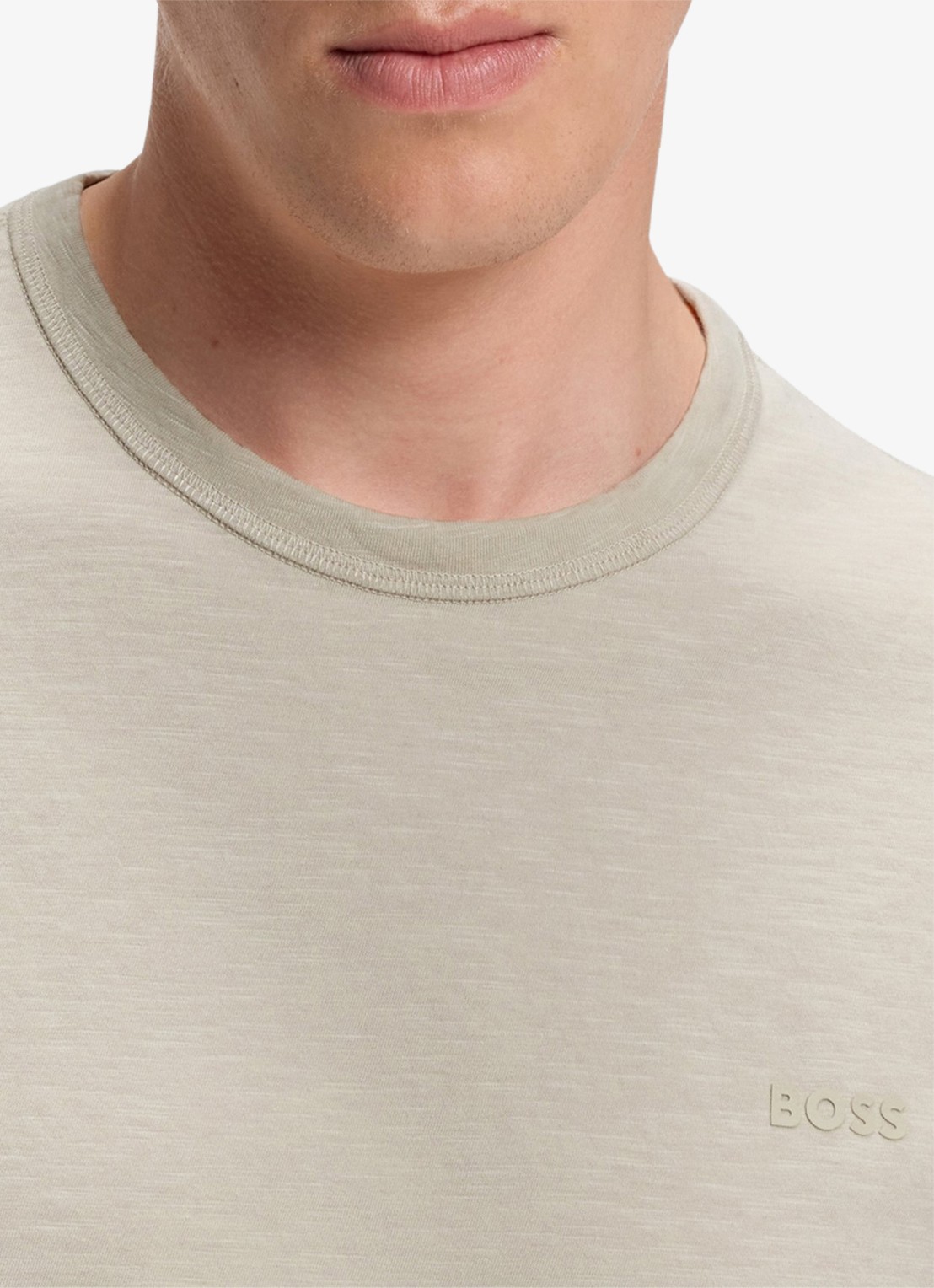 BOSS T-shirt van slubkatoen met logodetail - detail 5 donkerbeige