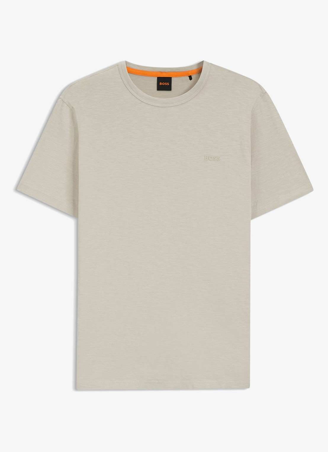 BOSS T-shirt van slubkatoen met logodetail - voorkant 7 donkerbeige