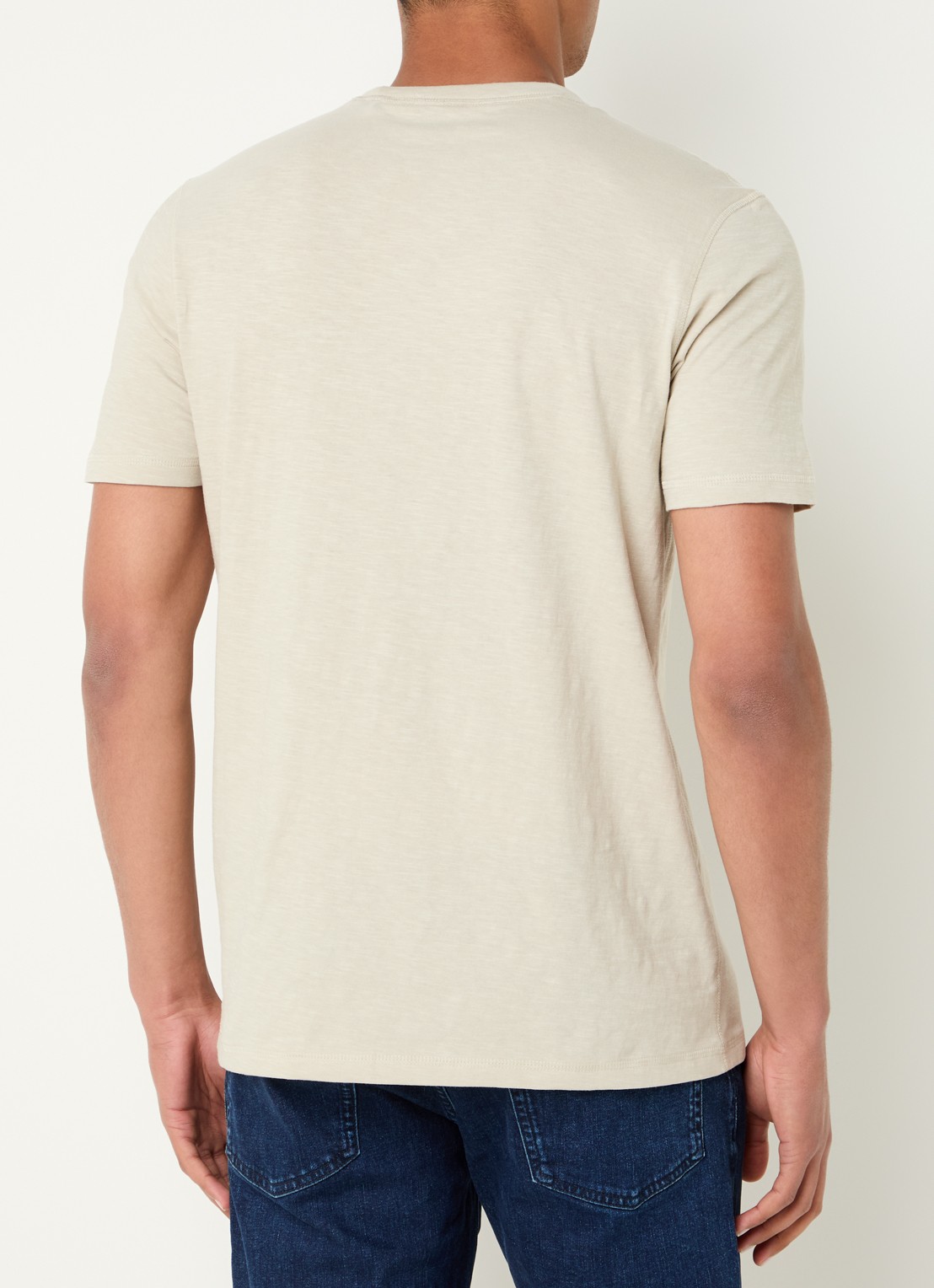 BOSS T-shirt van slubkatoen met logodetail - achterkant 2 donkerbeige