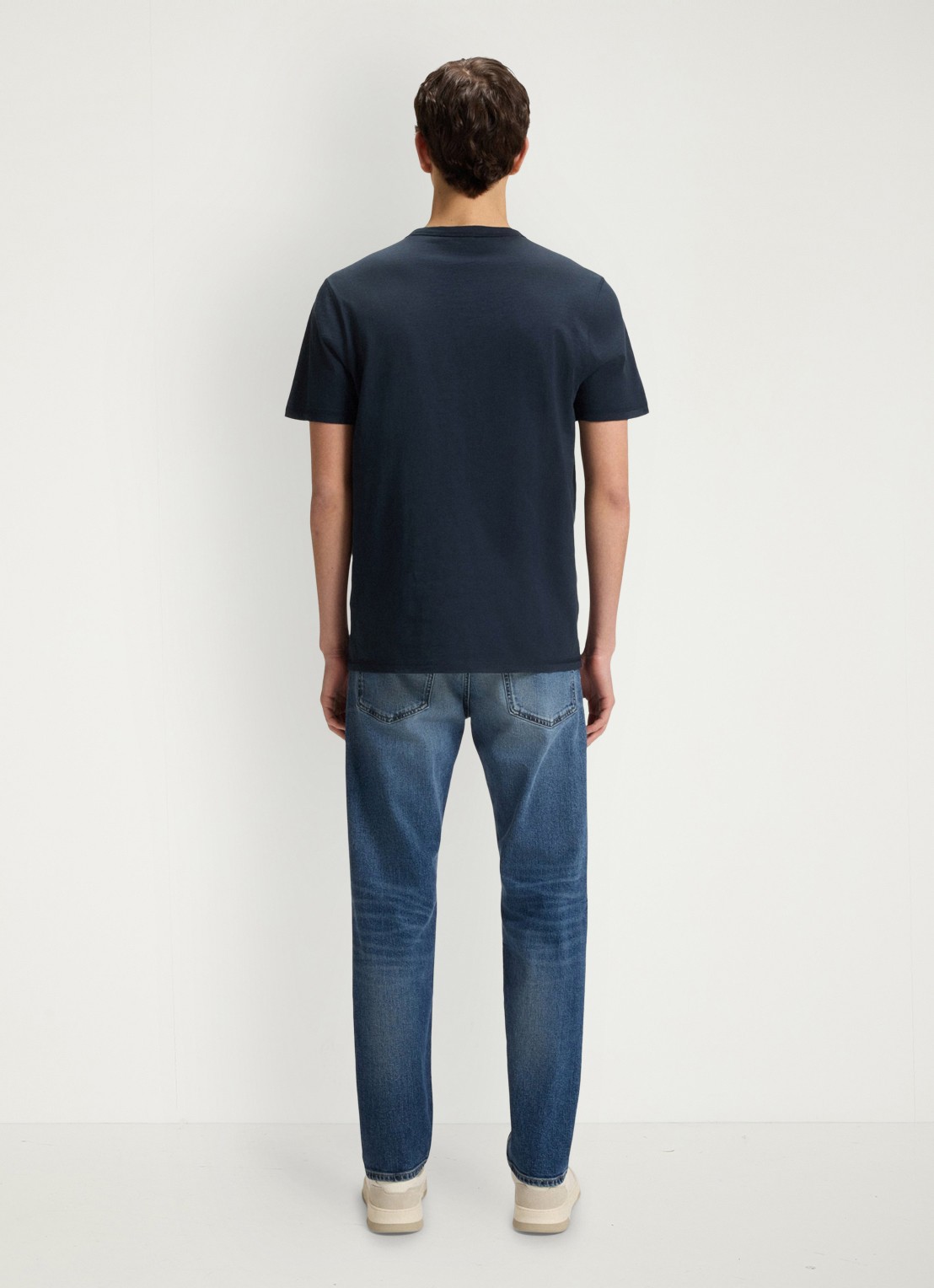 BOSS T-shirt van slubkatoen met logodetail - achterkant 7 donkerblauw