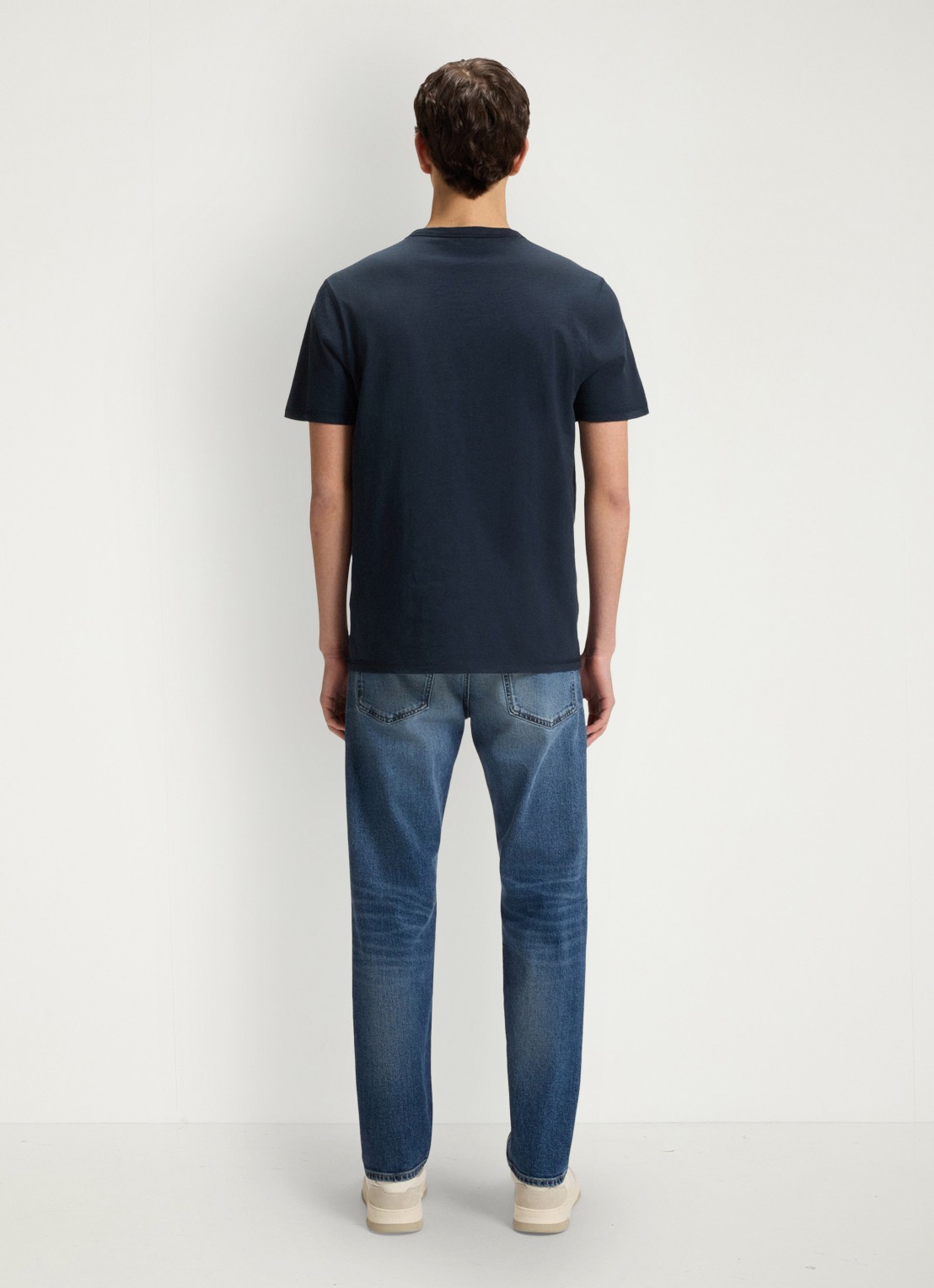 BOSS T-shirt van slubkatoen met logodetail - achterkant 8 donkerblauw