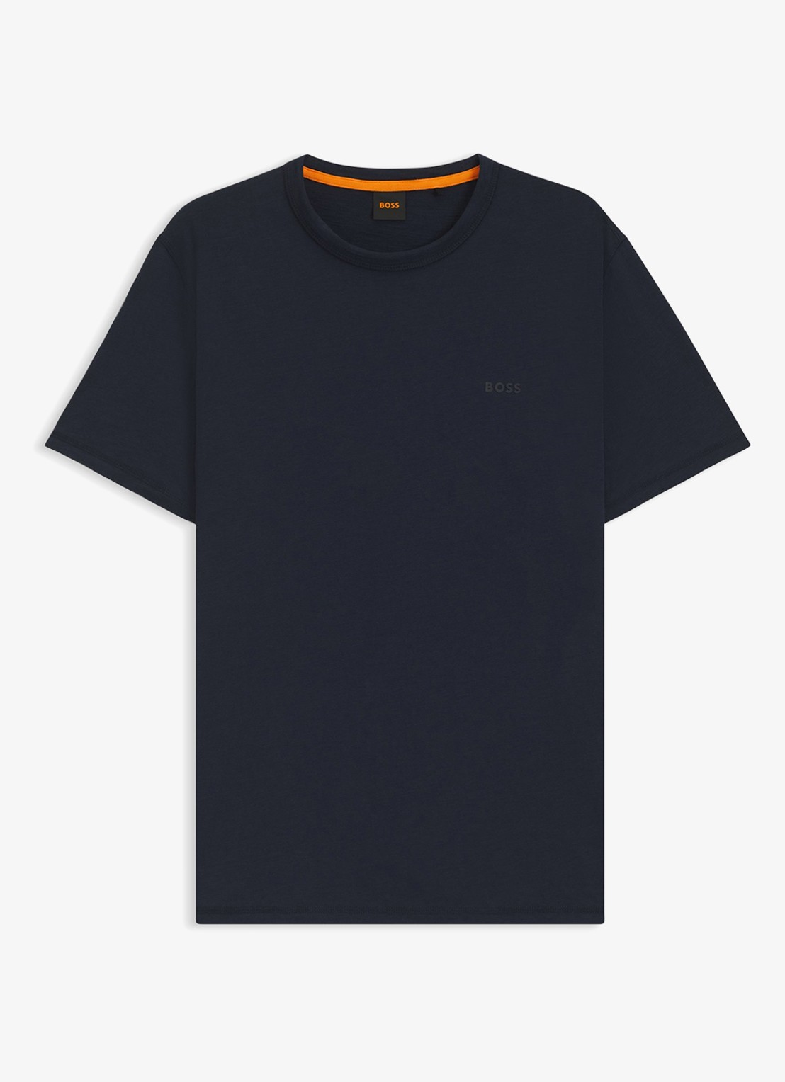 BOSS T-shirt van slubkatoen met logodetail - voorkant donkerblauw