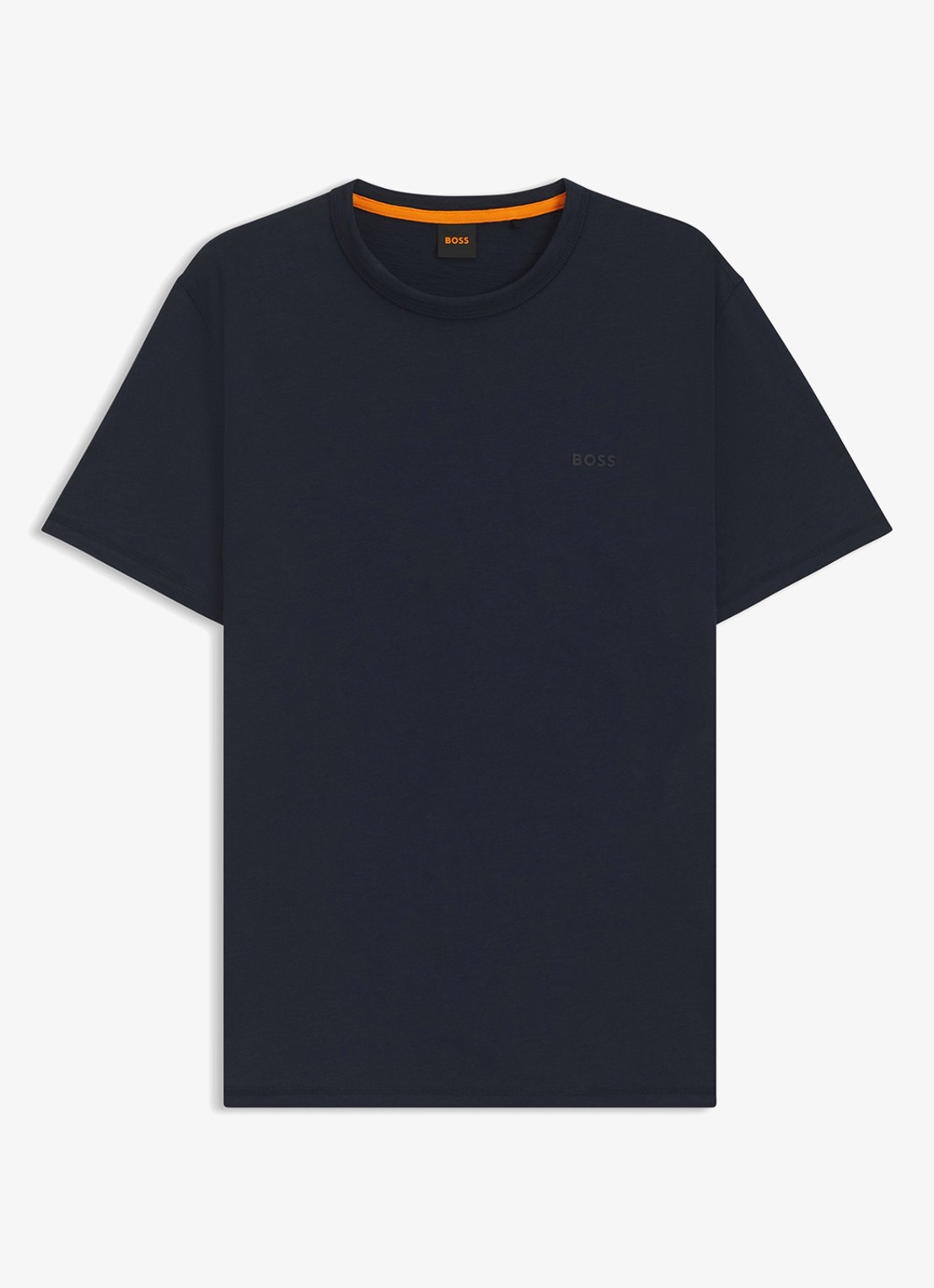 BOSS T-shirt van slubkatoen met logodetail - voorkant 5 donkerblauw
