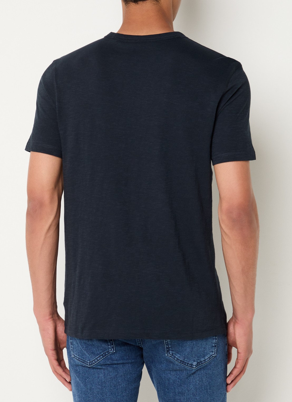 BOSS T-shirt van slubkatoen met logodetail - achterkant 8 donkerblauw