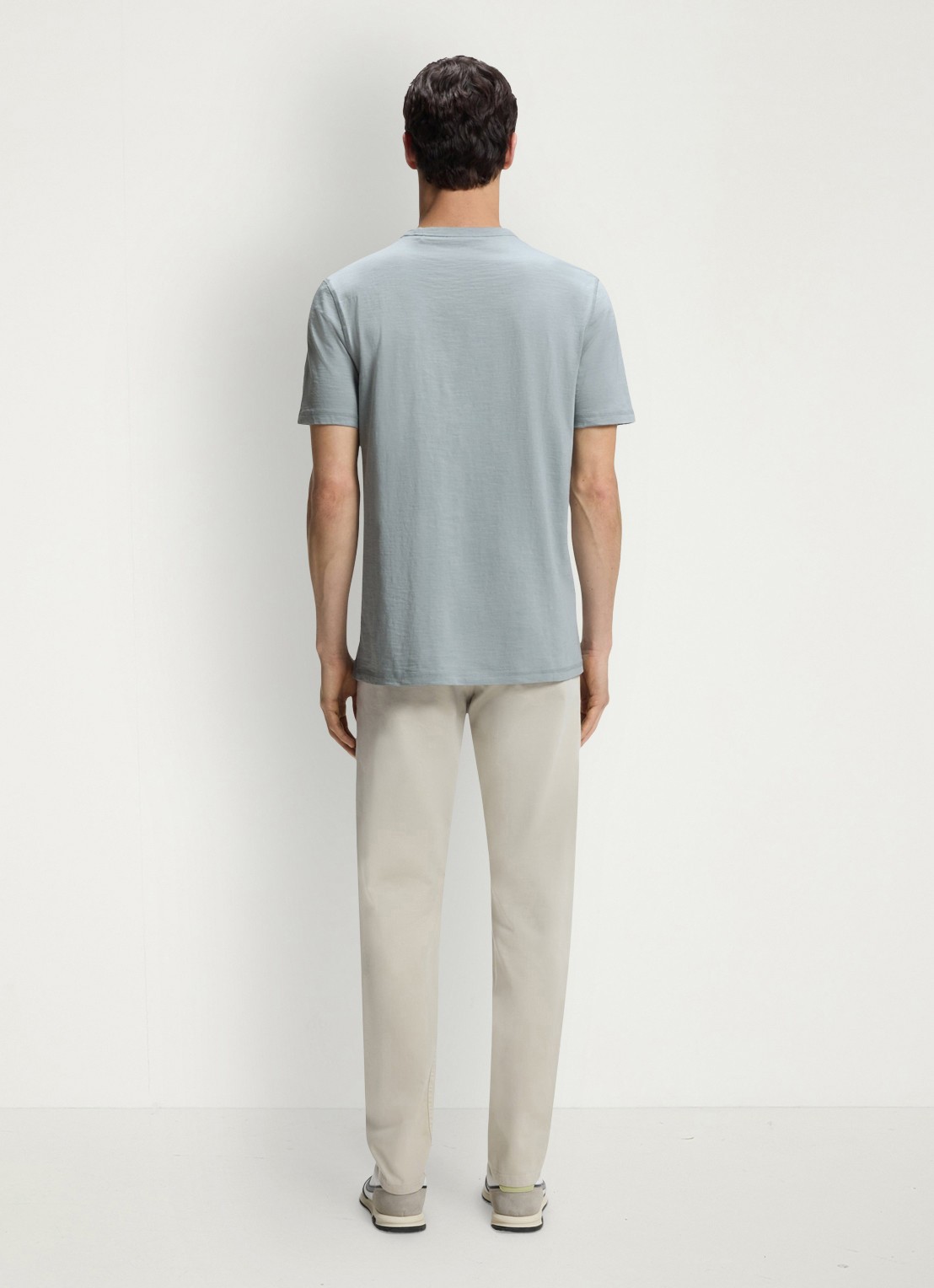 BOSS T-shirt van slubkatoen met logodetail - achterkant 3 open grey-084 / grijs
