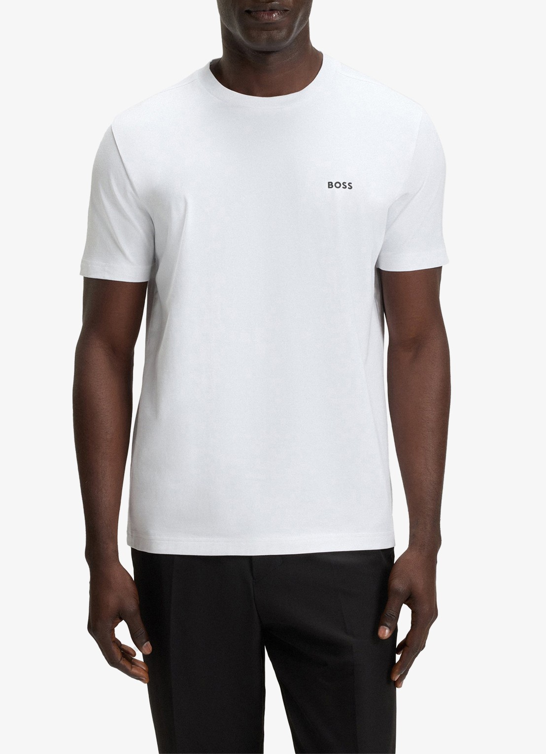 BOSS T-shirt van stretchkatoen met logodetail - detail 4 white-100 / wit
