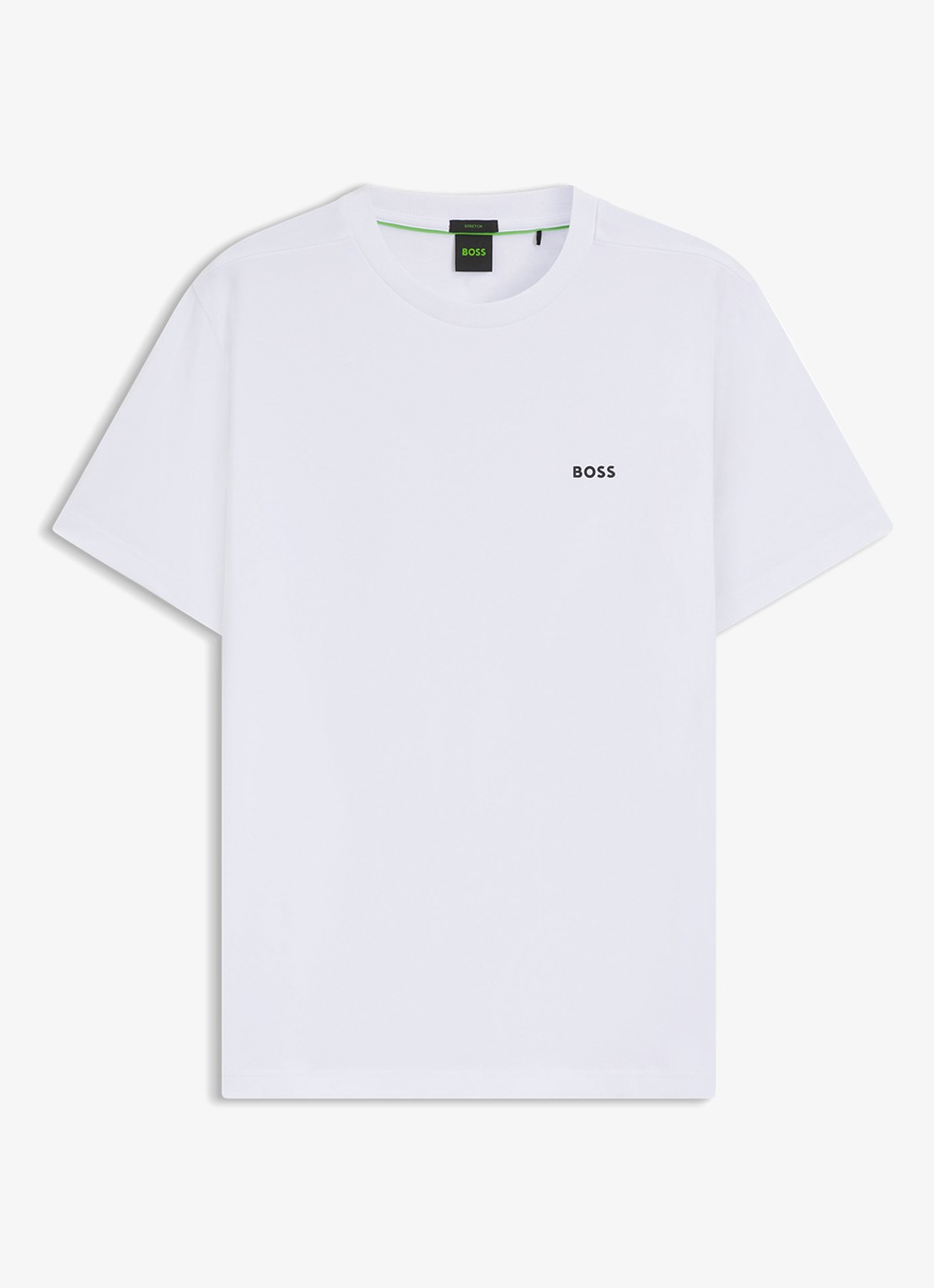 BOSS T-shirt van stretchkatoen met logodetail - voorkant 2 white-100 / wit