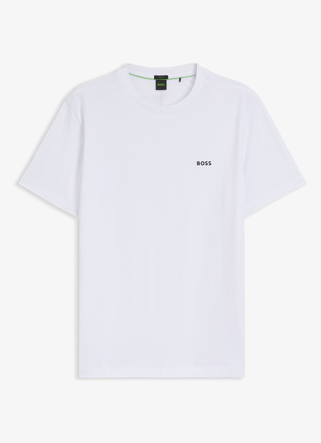 BOSS T-shirt van stretchkatoen met logodetail - voorkant 2 white-100 / wit