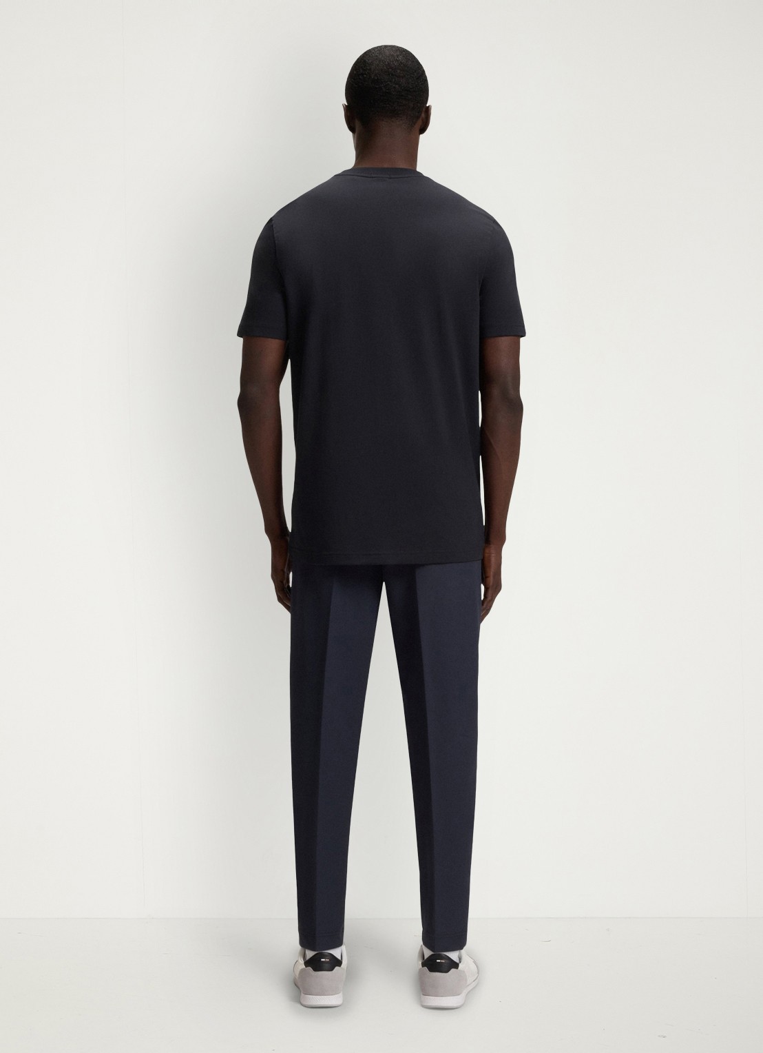 BOSS T-shirt van stretchkatoen met logodetail - achterkant dark blue-402 / blauw