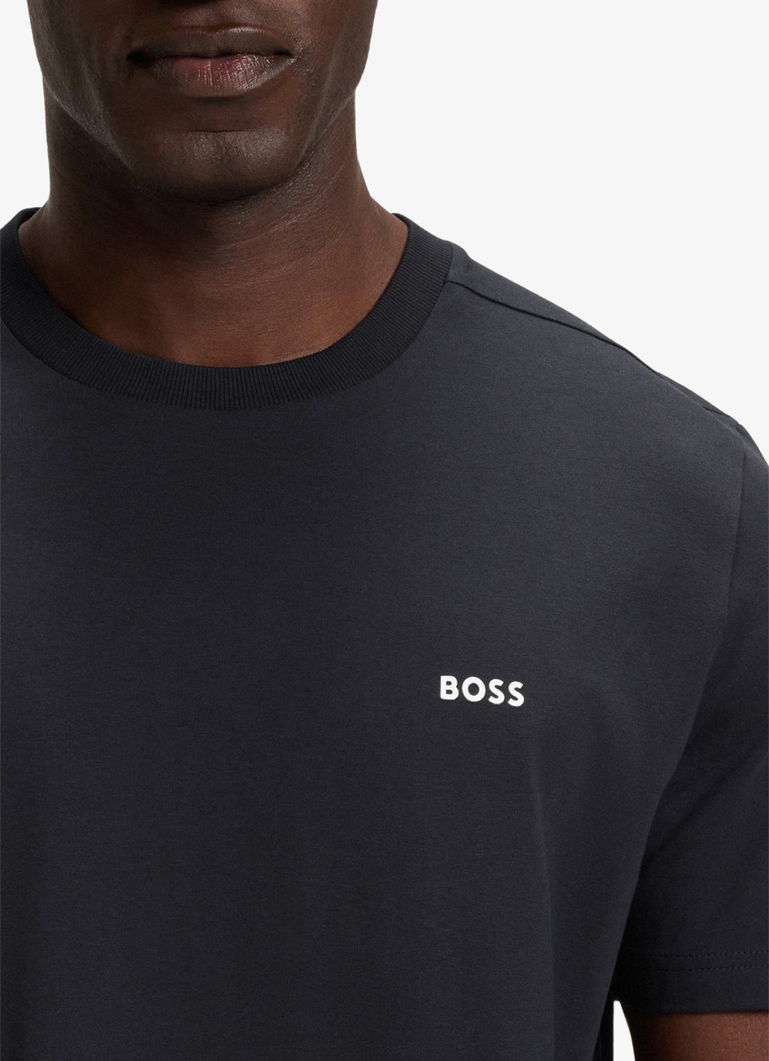 BOSS T-shirt van stretchkatoen met logodetail - detail 5 dark blue-402 / blauw