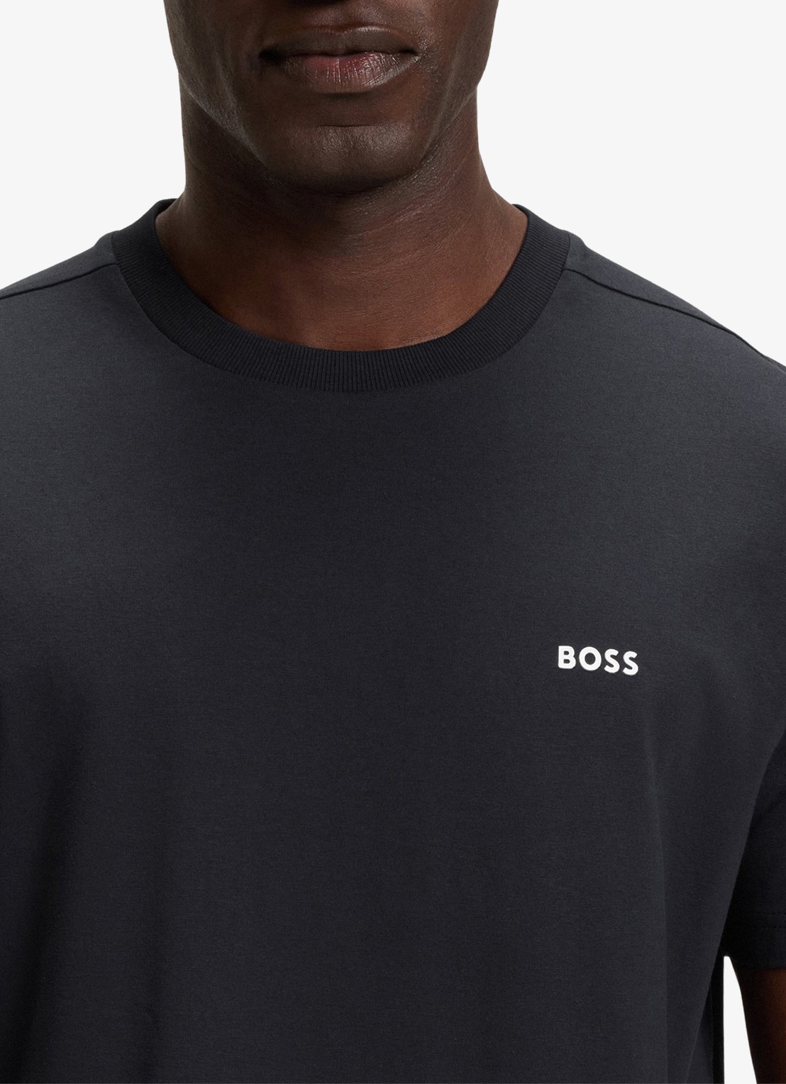 BOSS T-shirt van stretchkatoen met logodetail - detail 6 dark blue-402 / blauw