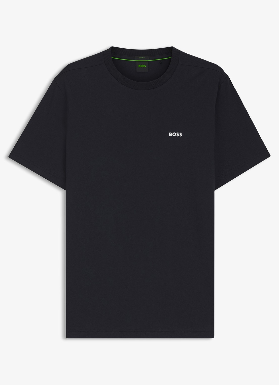 BOSS T-shirt van stretchkatoen met logodetail - voorkant 2 dark blue-402 / blauw