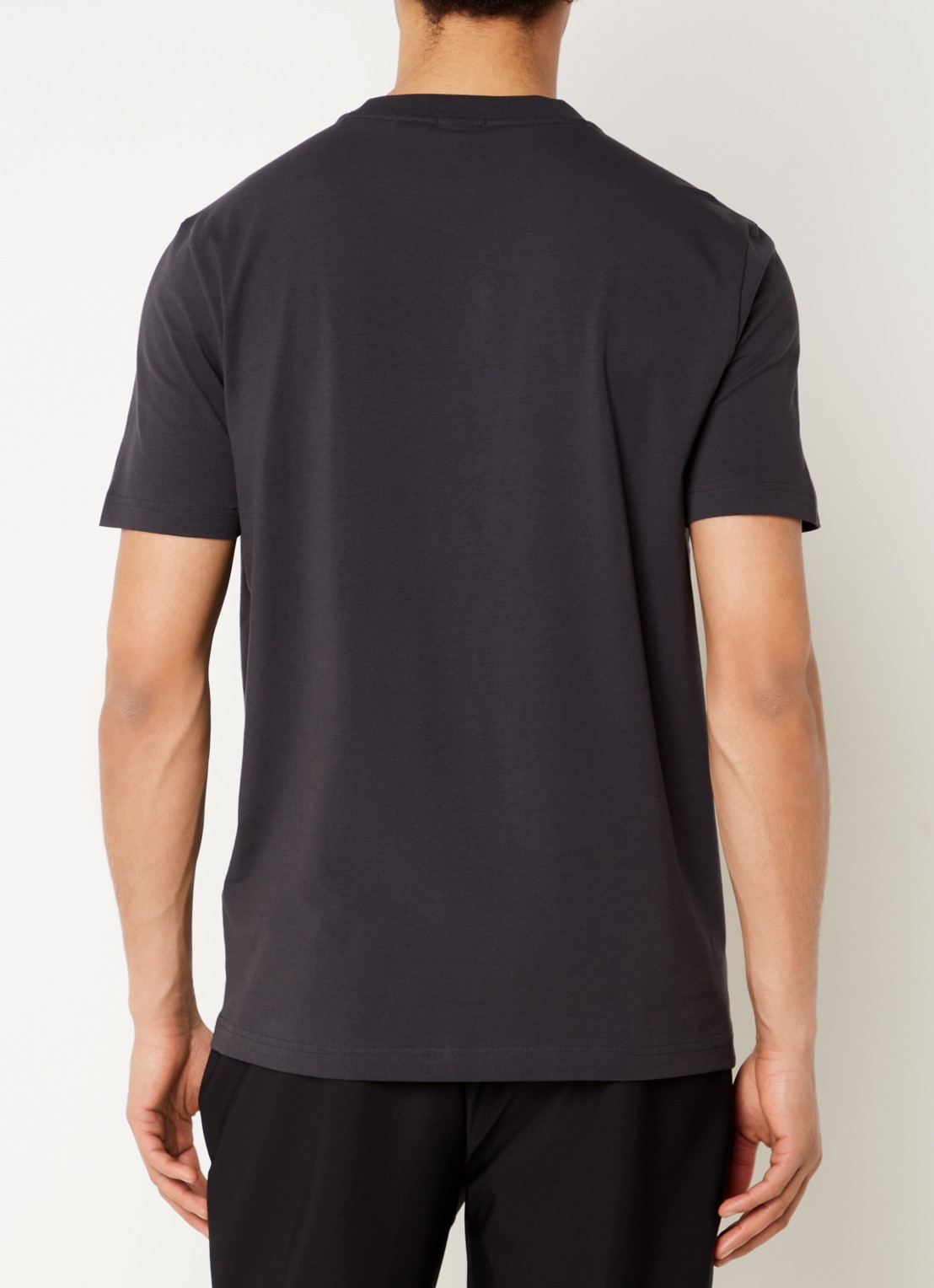 BOSS T-shirt van stretchkatoen met logodetail - achterkant 4 charcoal-016 / grijs