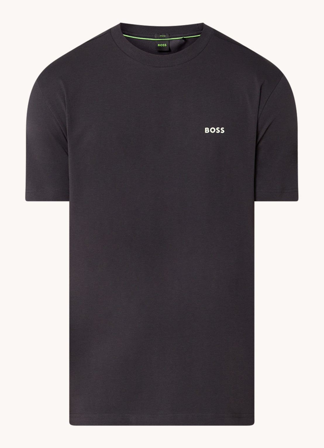 BOSS T-shirt van stretchkatoen met logodetail - voorkant charcoal-016 / grijs