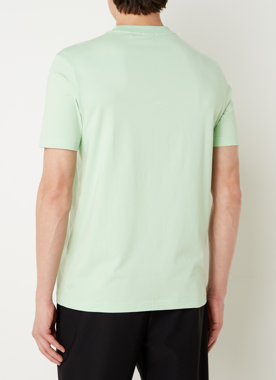 BOSS T-shirt van stretchkatoen met logodetail - achterkant open green-388 / groen