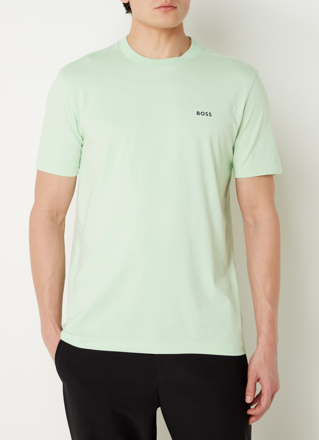 BOSS T-shirt van stretchkatoen met logodetail - detail 4 open green-388 / groen