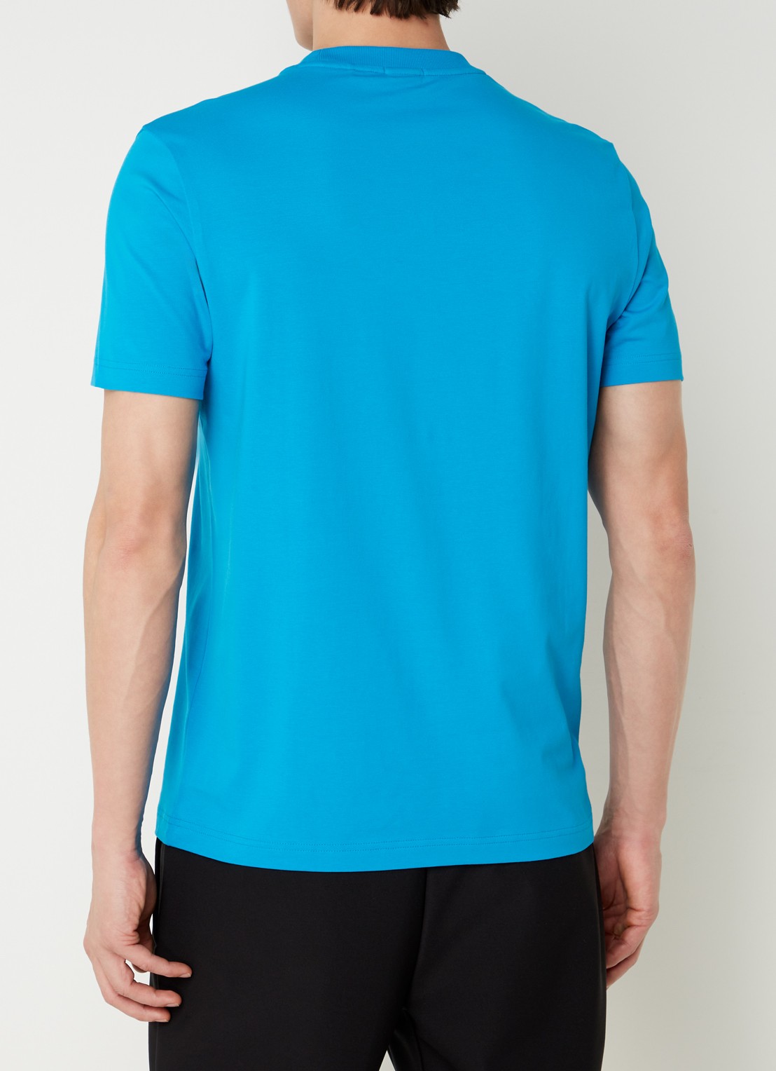 BOSS T-shirt van stretchkatoen met logodetail - achterkant turquoise/aqua-442 / blauw