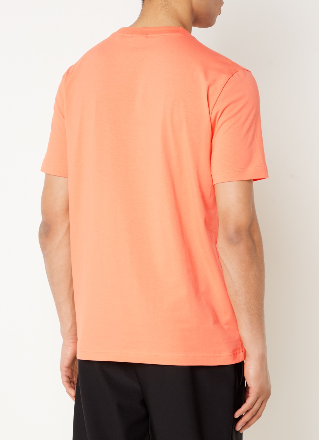 BOSS T-shirt van stretchkatoen met logodetail - achterkant 2 open red-649 / rood