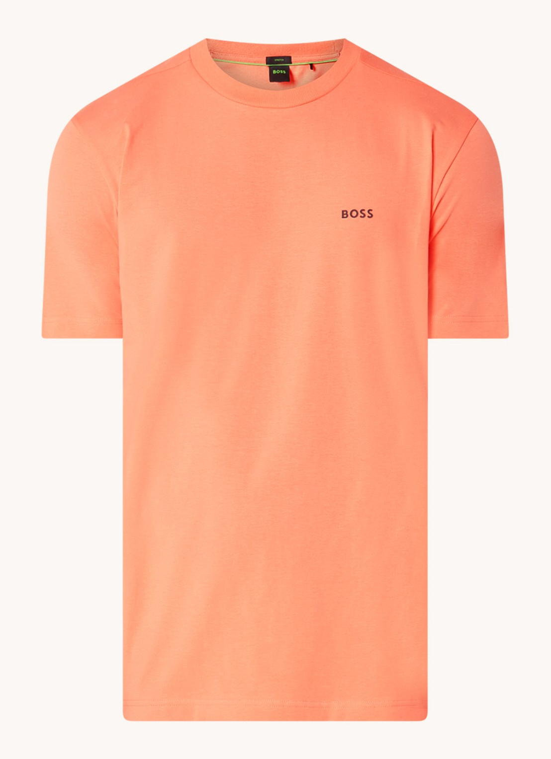BOSS T-shirt van stretchkatoen met logodetail - voorkant 3 open red-649 / rood