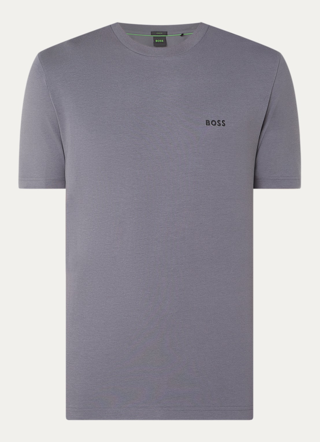 BOSS T-shirt van stretchkatoen met logodetail - voorkant dark beige-251 / beige