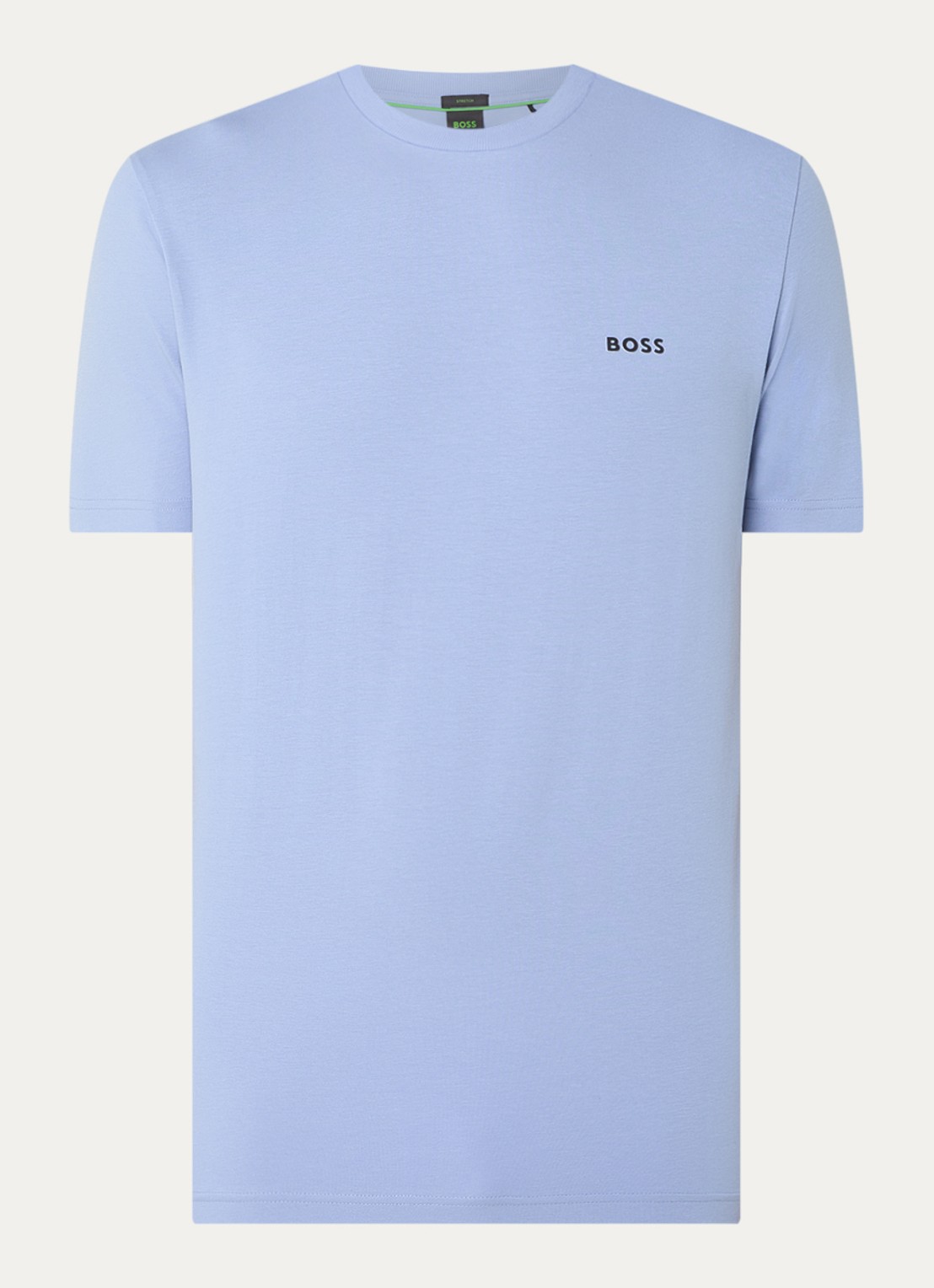 BOSS T-shirt van stretchkatoen met logodetail - voorkant lichtblauw