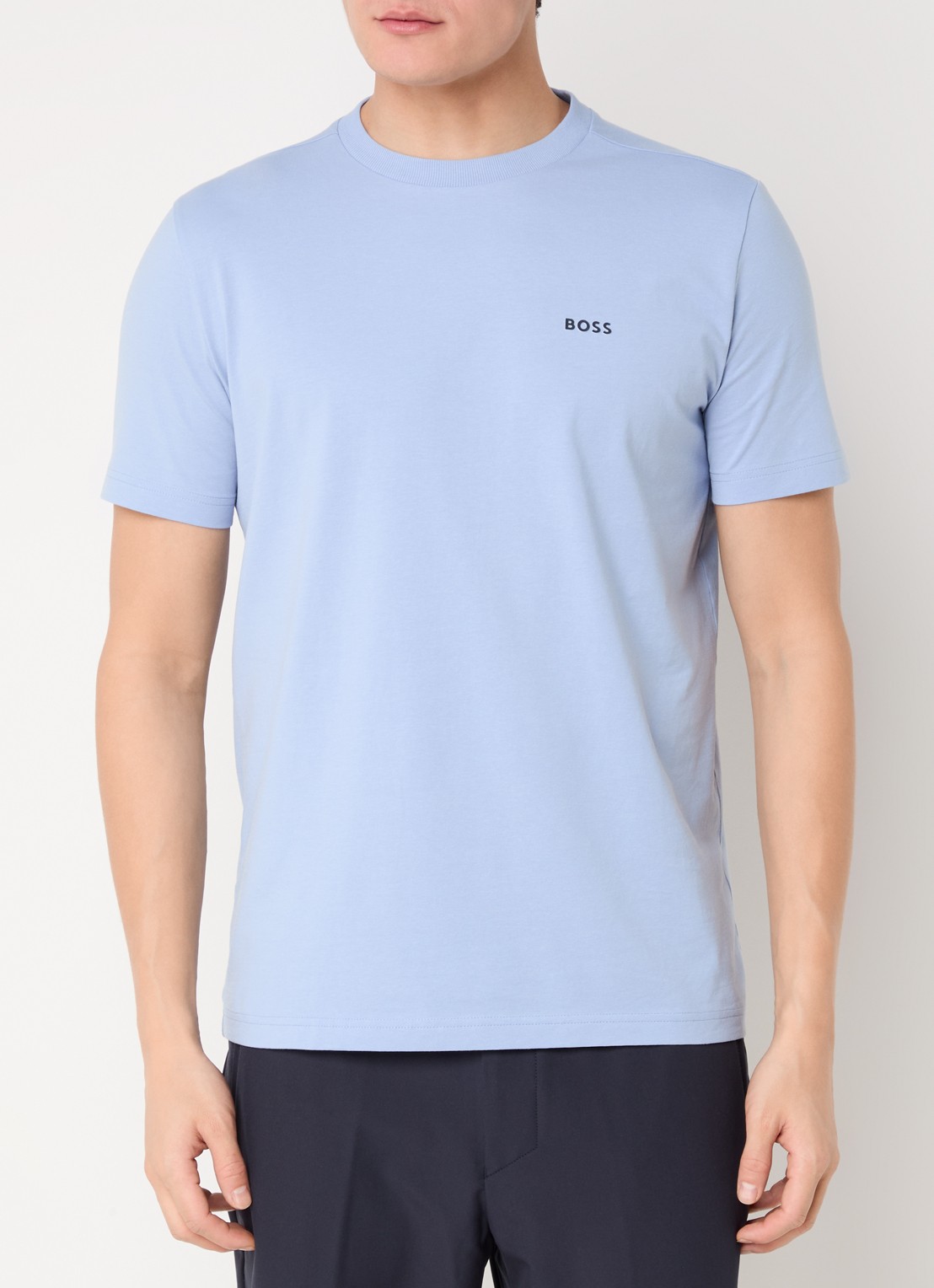 BOSS T-shirt van stretchkatoen met logodetail - detail 4 open blue-499 / blauw