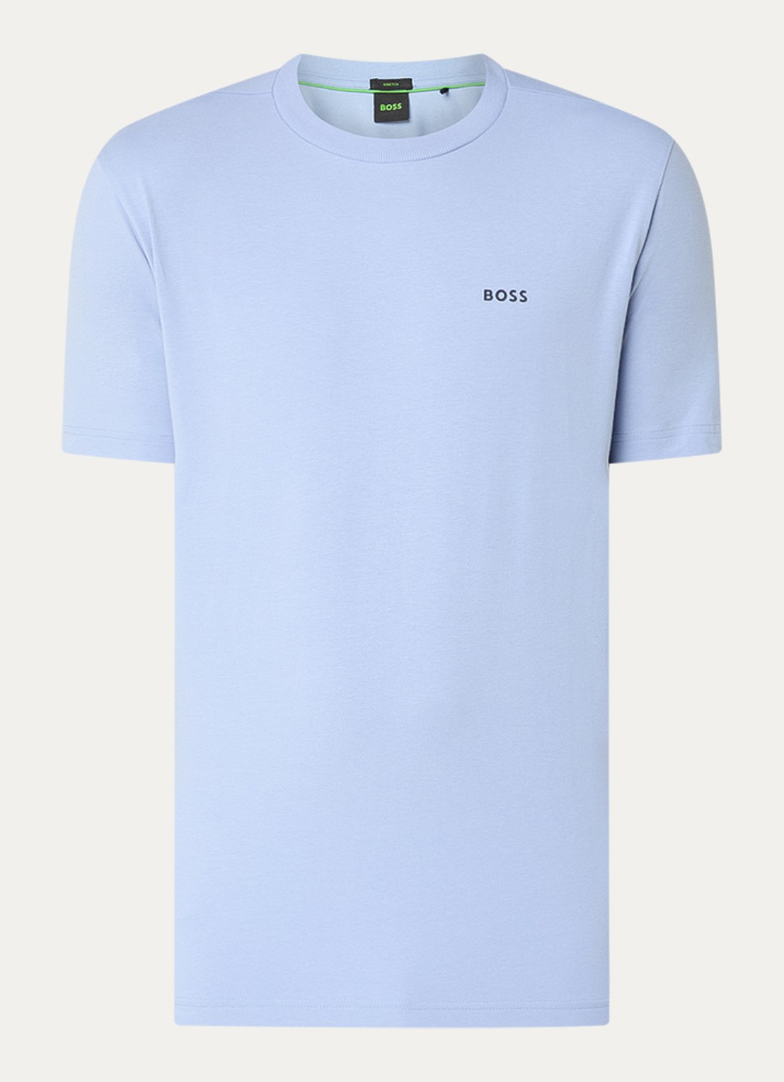 BOSS T-shirt van stretchkatoen met logodetail - voorkant 2 open blue-499 / blauw