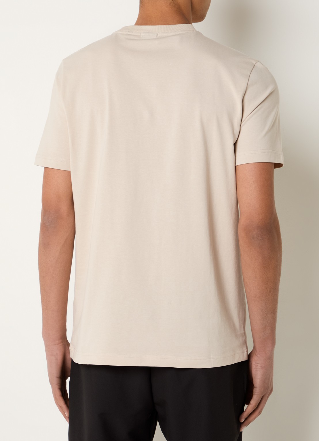 BOSS T-shirt van stretchkatoen met logodetail - achterkant 2 beige