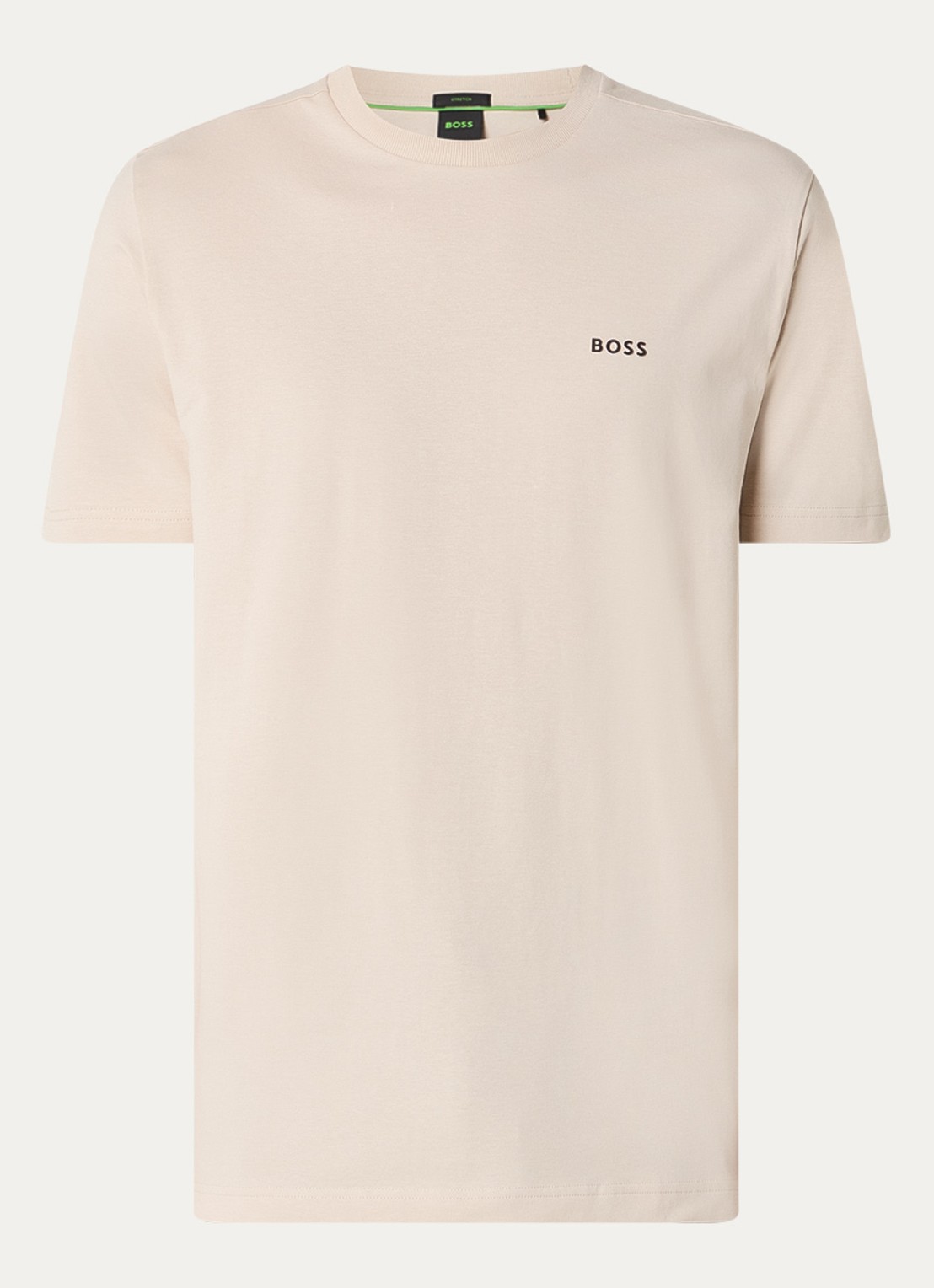 BOSS T-shirt van stretchkatoen met logodetail - voorkant 3 beige