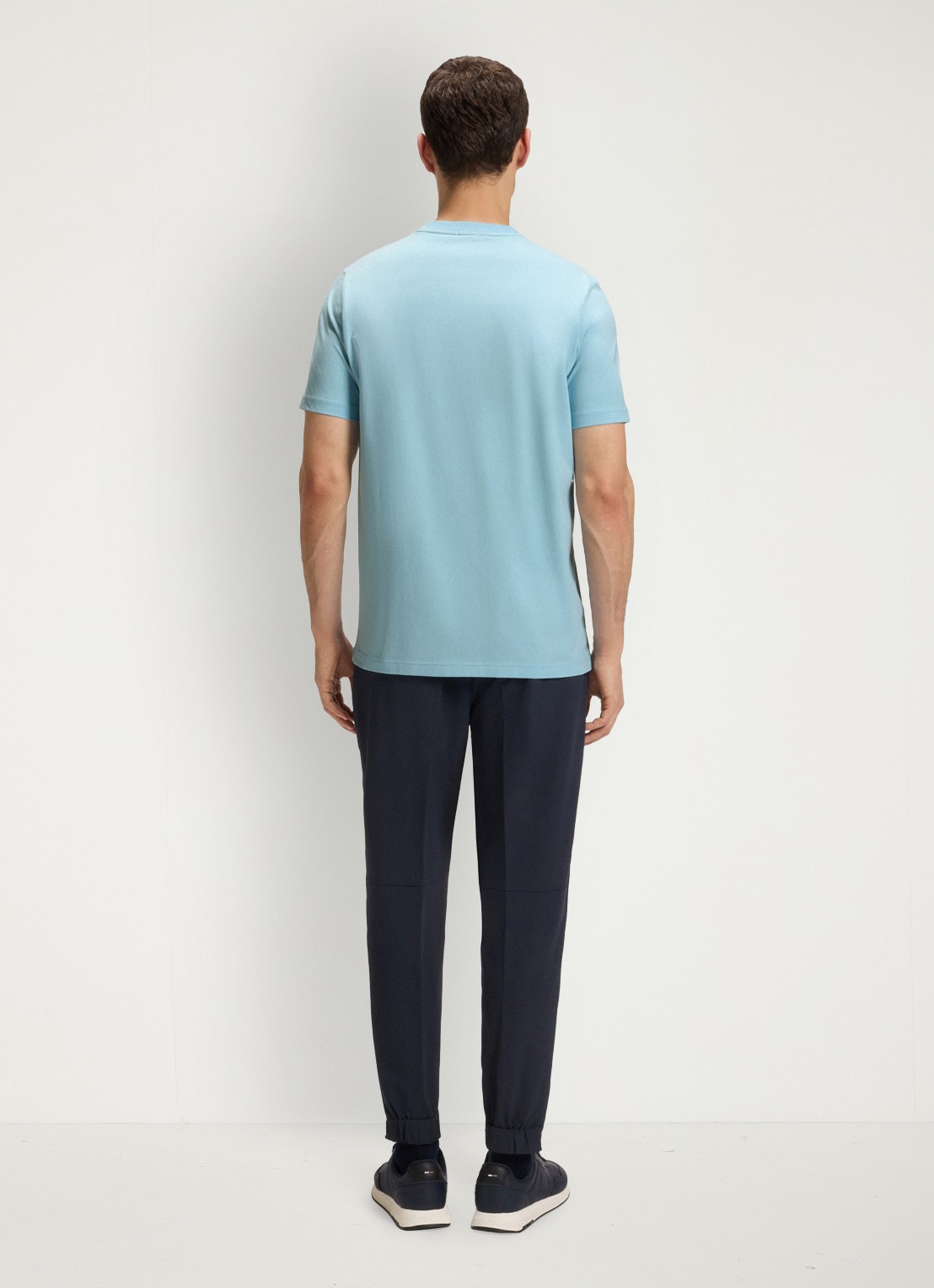BOSS T-shirt van stretchkatoen met logodetail - achterkant 5 light/pastel blue-455 / blauw