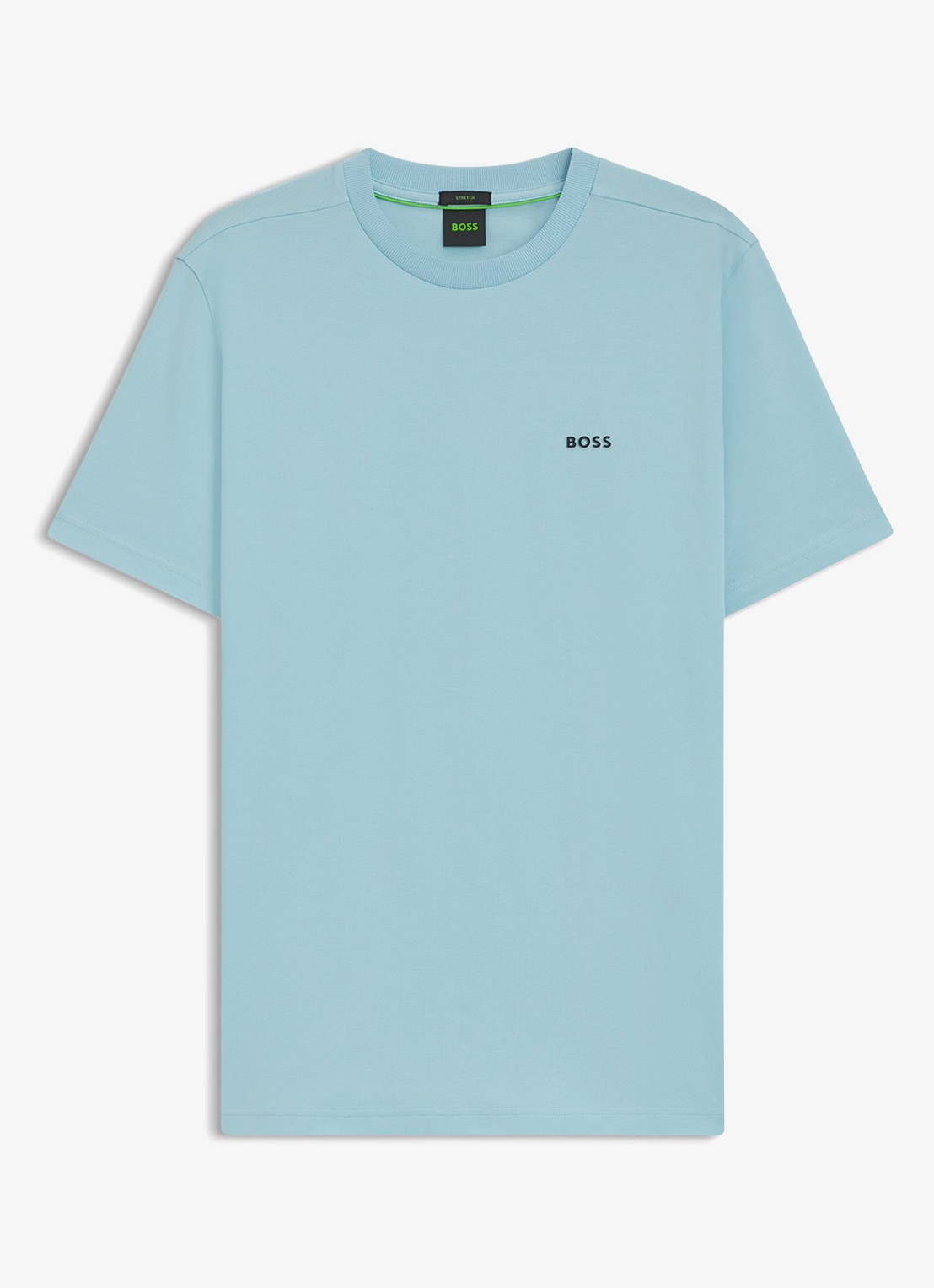 BOSS T-shirt van stretchkatoen met logodetail - voorkant 3 light/pastel blue-455 / blauw
