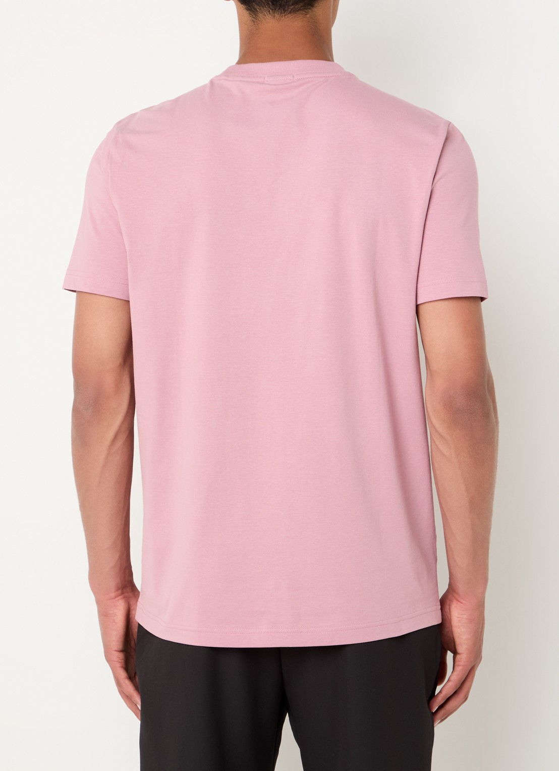 BOSS T-shirt van stretchkatoen met logodetail - achterkant open pink-696 / roze
