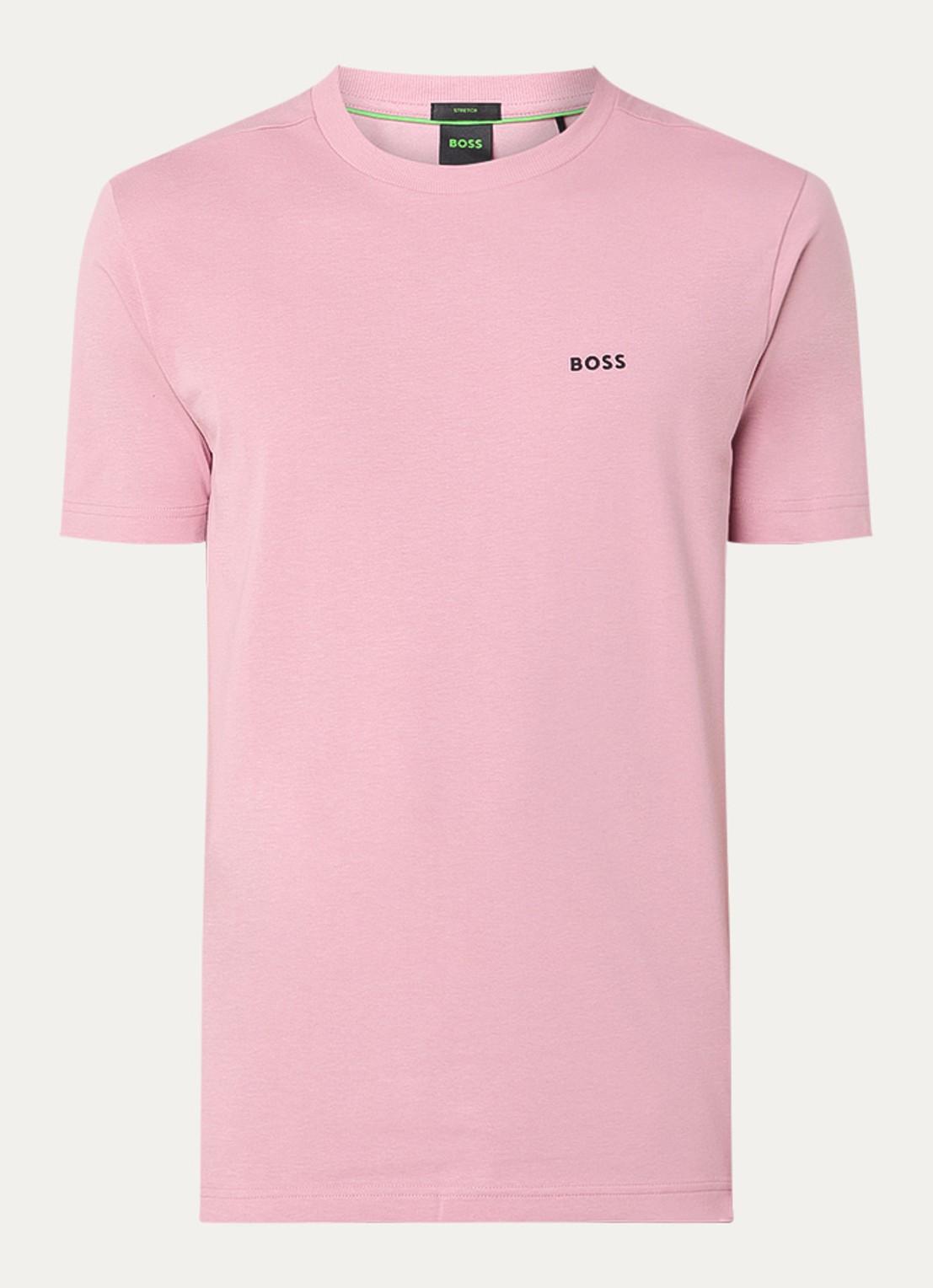BOSS T-shirt van stretchkatoen met logodetail - voorkant 2 open pink-696 / roze