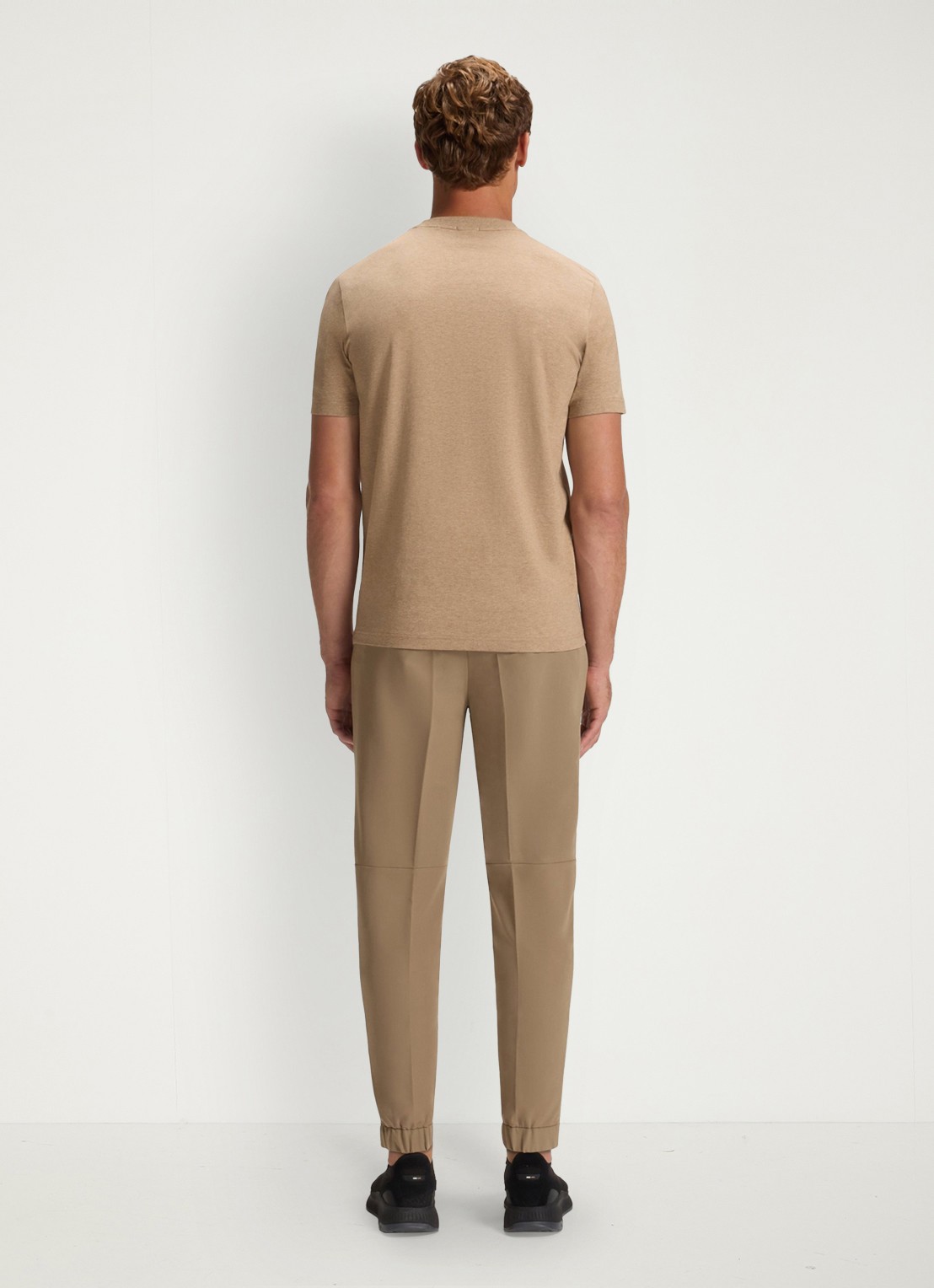 BOSS T-shirt van stretchkatoen met logodetail - achterkant 5 medium beige-266 / beige