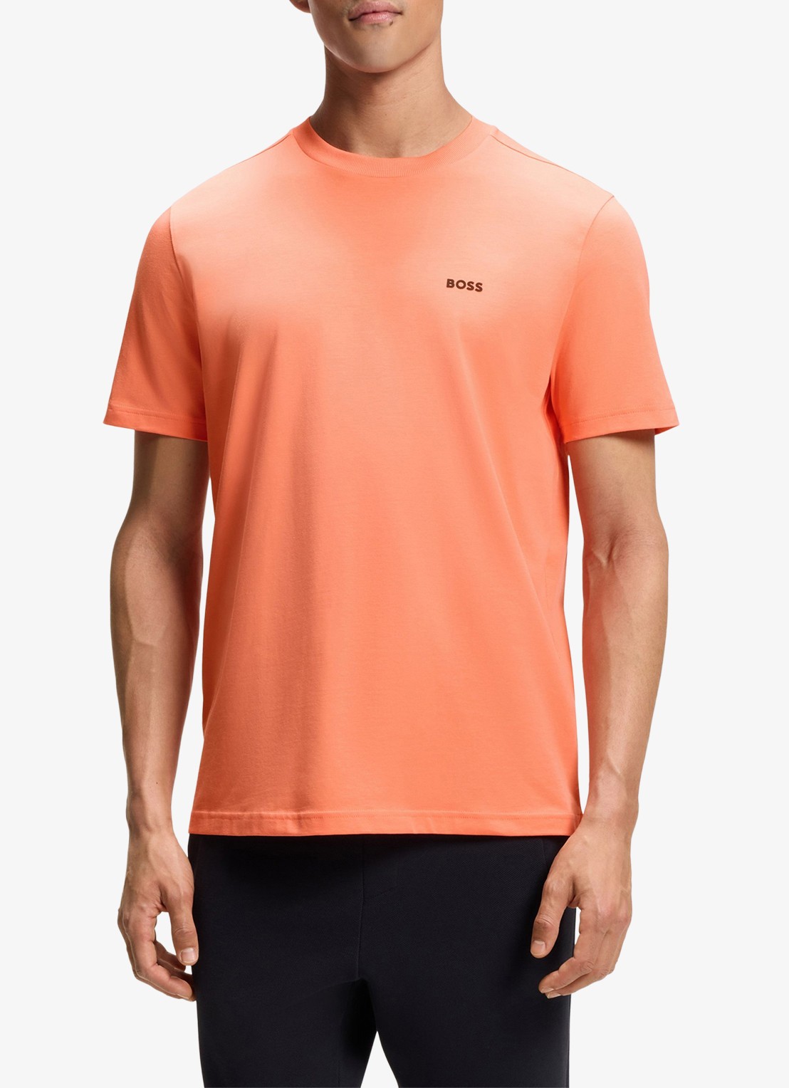 BOSS T-shirt van stretchkatoen met logodetail - detail 4 pink-650 / roze