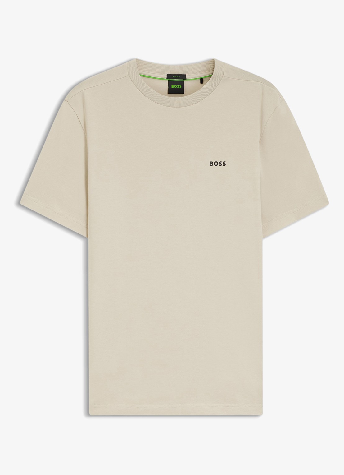 BOSS T-shirt van stretchkatoen met logodetail - voorkant light beige-275 / beige
