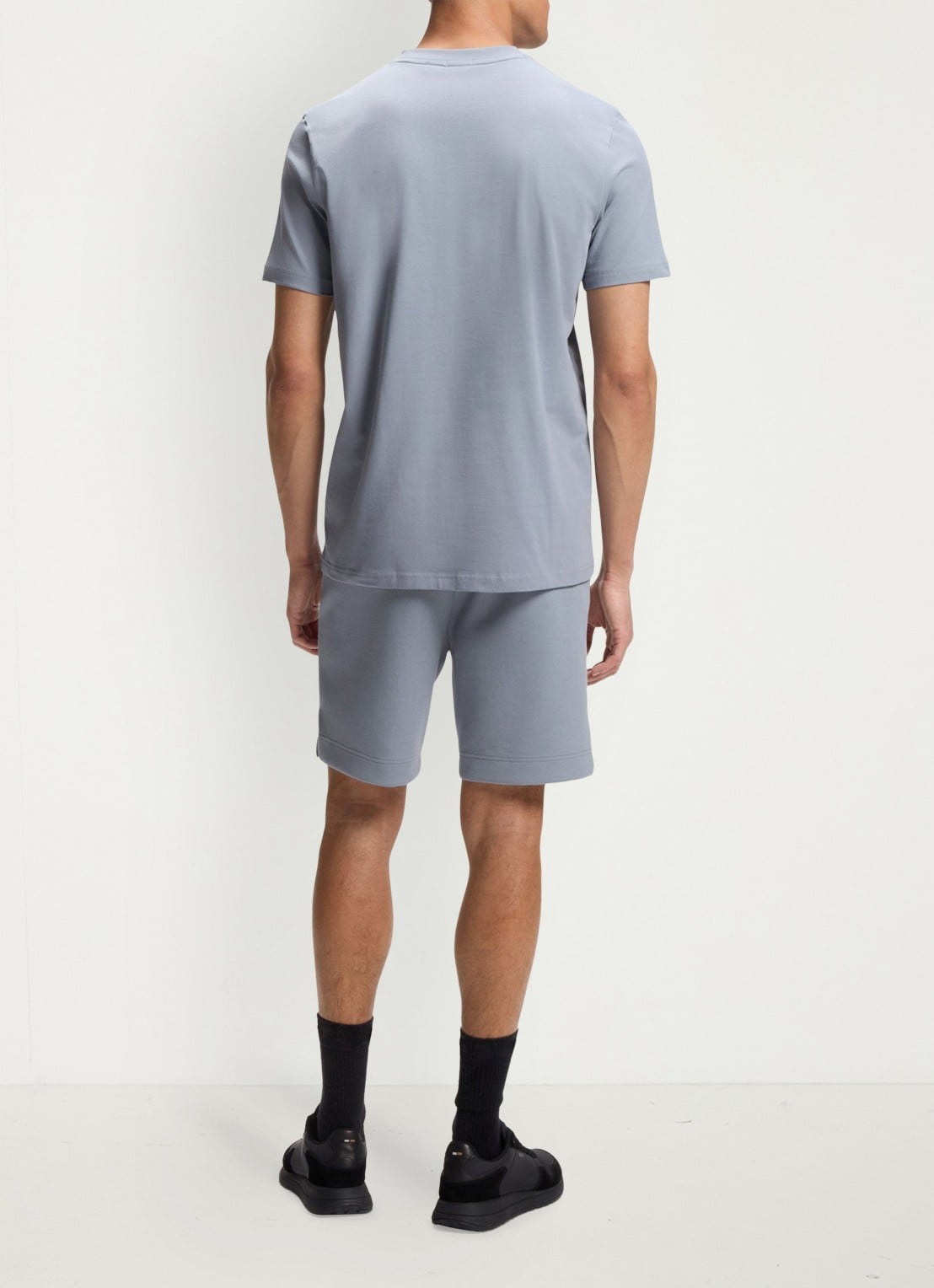 BOSS T-shirt van stretchkatoen met logodetail - achterkant dark grey-026 / grijs