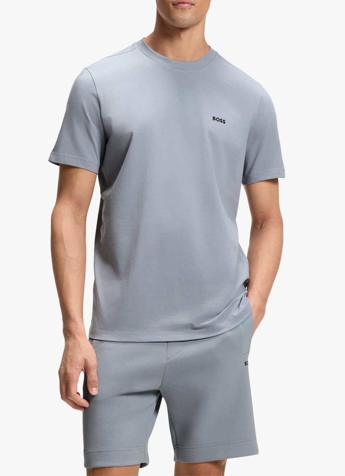BOSS T-shirt van stretchkatoen met logodetail - detail 4 dark grey-026 / grijs