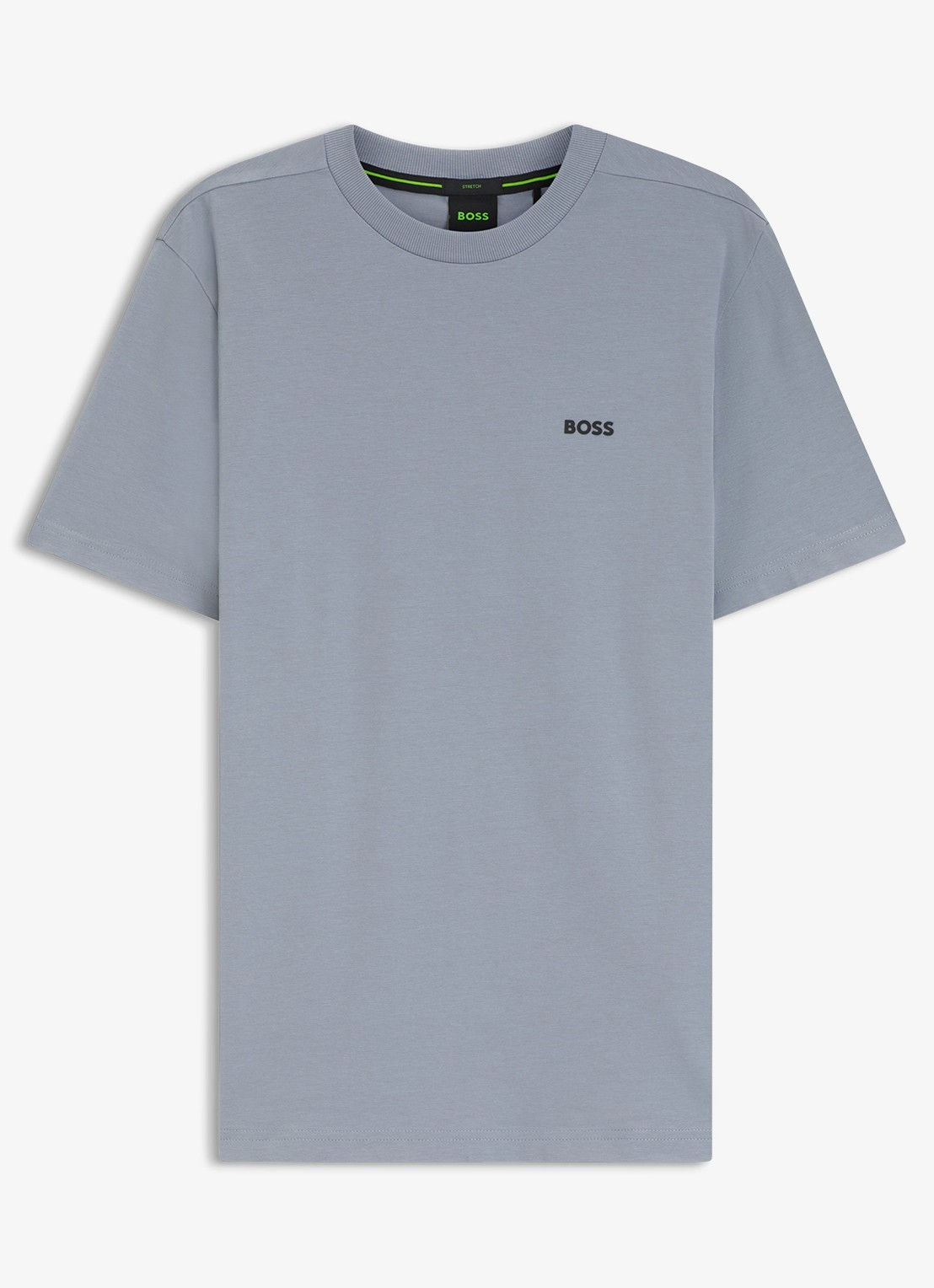 BOSS T-shirt van stretchkatoen met logodetail - voorkant 2 dark grey-026 / grijs