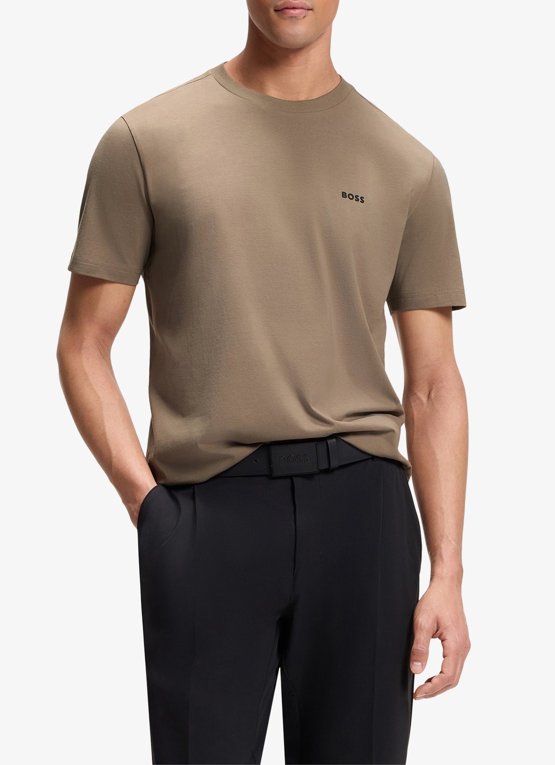 BOSS T-shirt van stretchkatoen met logodetail - detail 2 light/pastel green-336 / groen