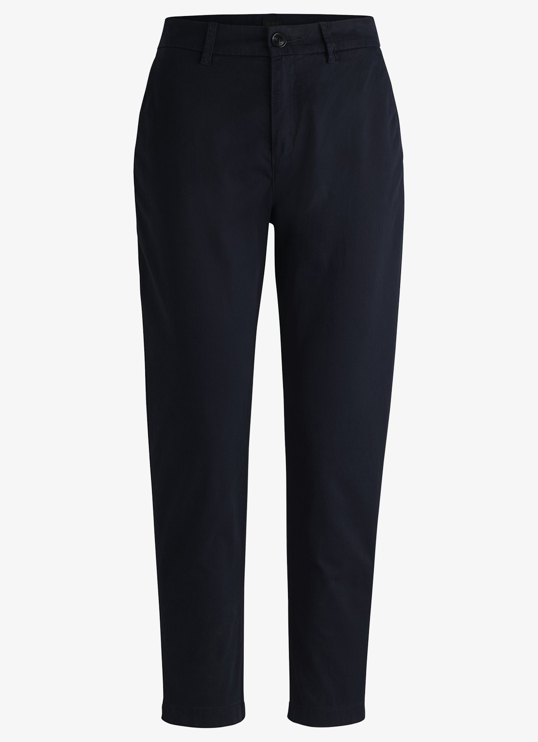 BOSS Tachini high waist slim fit chino met steekzakken en stretch - voorkant donkerblauw