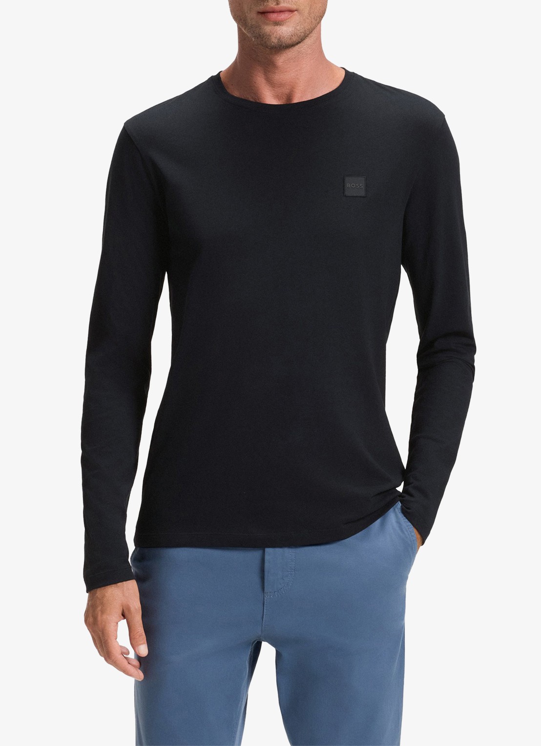 BOSS Tacks longsleeve met logo - detail 4 donkerblauw