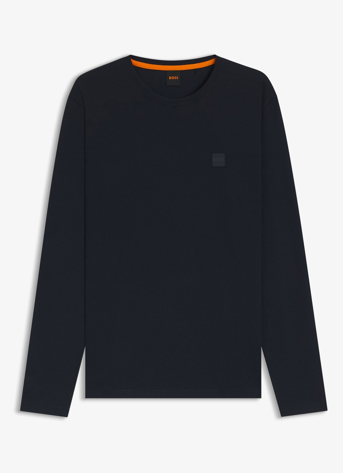 BOSS Tacks longsleeve met logo - voorkant donkerblauw