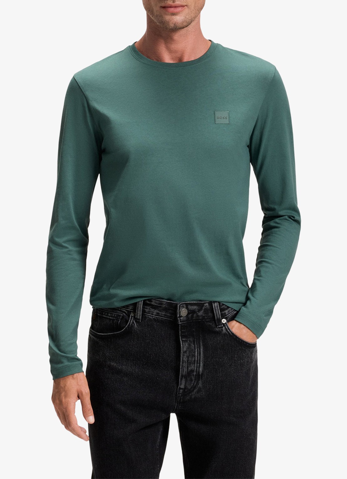 BOSS Tacks longsleeve met logo - detail 4 zeegroen