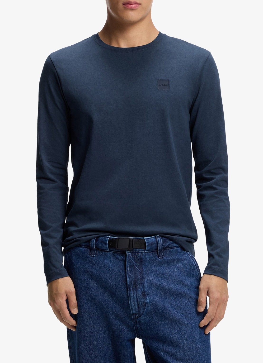 BOSS Tacks longsleeve met logo - detail 4 donkerblauw