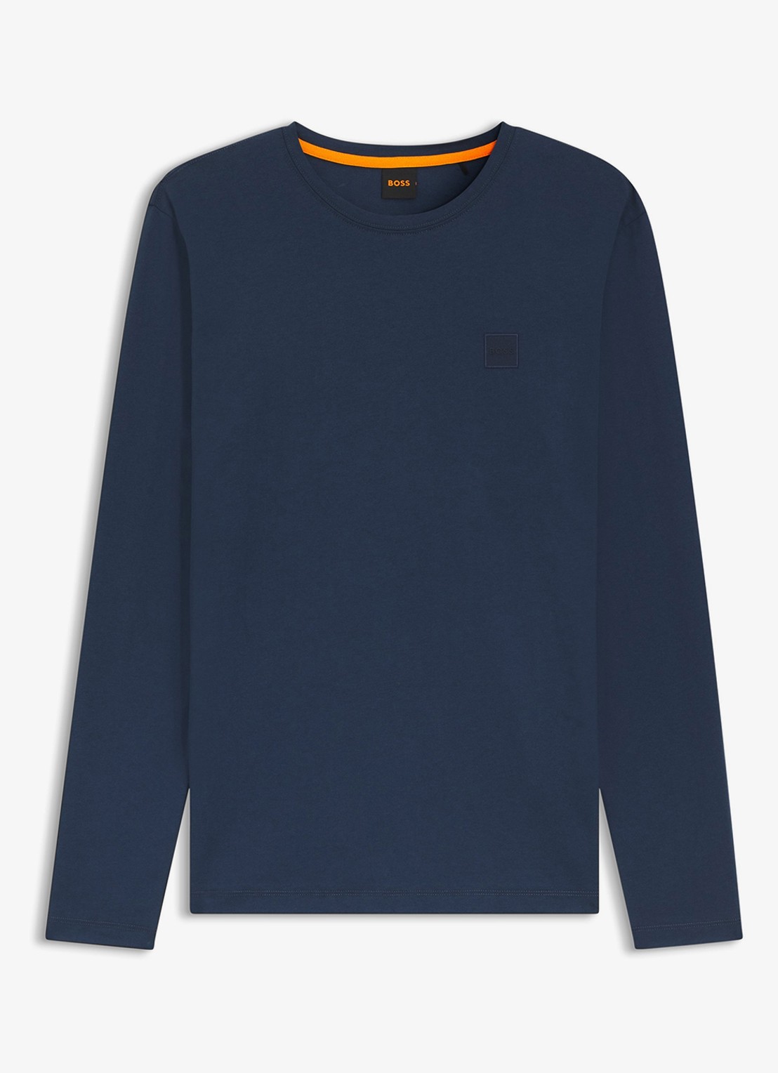 BOSS Tacks longsleeve met logo - voorkant donkerblauw